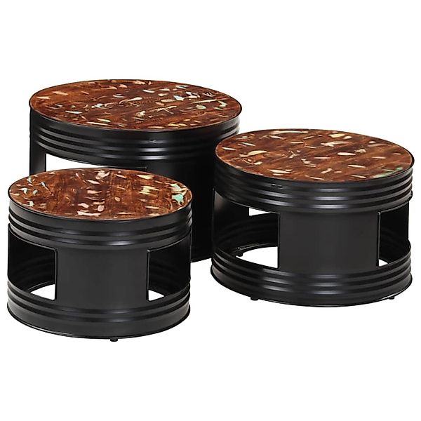 vidaXL Beistelltische Fass-Design 3 Stk Massives Altholz 358936 günstig online kaufen