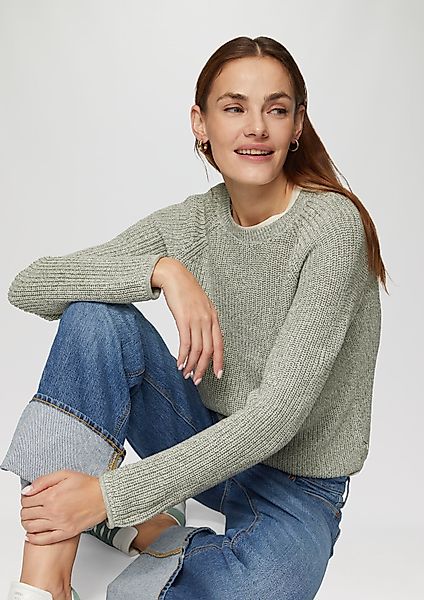 QS Strickpullover Melierter Strickpullover mit Raglanärmeln günstig online kaufen