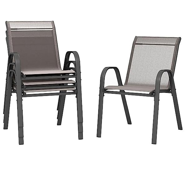 Costway 4er Set Gartenstühle Stapelbar Textilene Metallgestell Grau günstig online kaufen