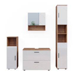 Vicco Badmöbel-Set Irma, Eiche/Weiß Hochglanz 4 günstig online kaufen