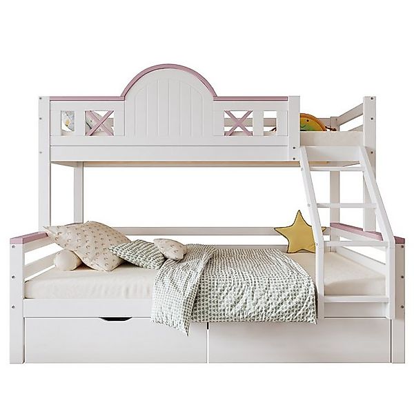 HAUSS SPOLE Etagenbett 90/140x200cm mit Zwei Schubladen, Fenster, Schräglei günstig online kaufen