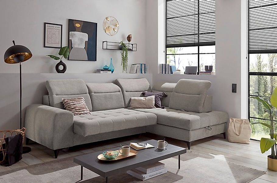 ED EXCITING DESIGN Ecksofa »Rockdale L-Form mit Bettfunktion, Bettkasten« K günstig online kaufen