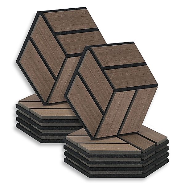 Homestyle4u Akustikpaneele 30 x 26 cm 10 Stück Braun Hexagon Wandpaneele Ho günstig online kaufen