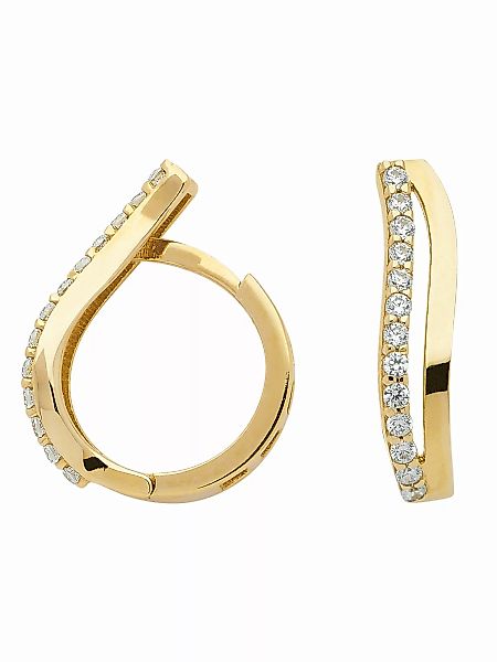 Adelia´s Paar Ohrhänger "333 Gold Ohrringe Creolen mit Zirkonia", mit Zirko günstig online kaufen