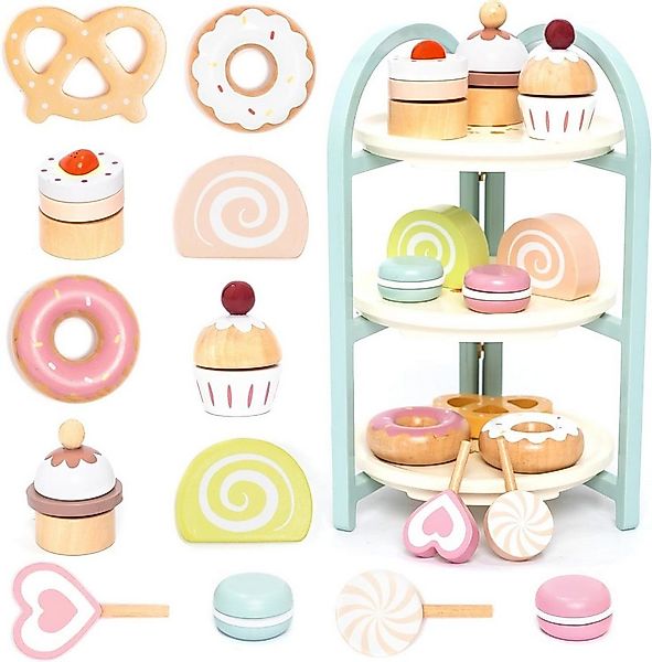 CLTYQ Spiellebensmittel Holz Kinderküche Dessert Spielset - inkl.Ständer, S günstig online kaufen