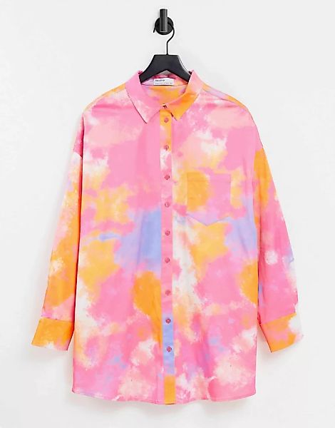 Bershka – Oversize-Hemd aus Satin mit leuchtendem Batikmuster, Kombiteil-Me günstig online kaufen