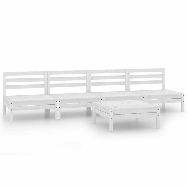 5-tlg. Garten-lounge-set Weiß Kiefer Massivholz günstig online kaufen