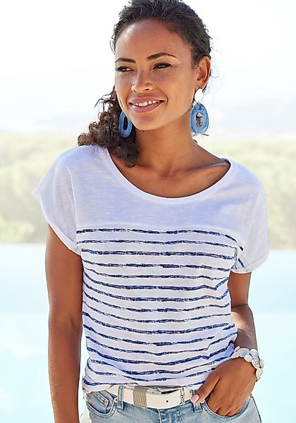 Beachtime T-Shirt "mit Streifendesign", aus weicher Baumwoll-Qualität günstig online kaufen