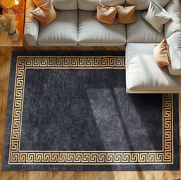 SIMPEX24 Designteppich Mäander Design, Rechteckig, Höhe: 7 mm, Waschbarer T günstig online kaufen