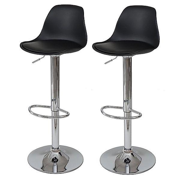 PROREGAL 2er-Set Barhocker Einfach Sitzhöhe 60-80cm Kunstleder Schwarz Tres günstig online kaufen
