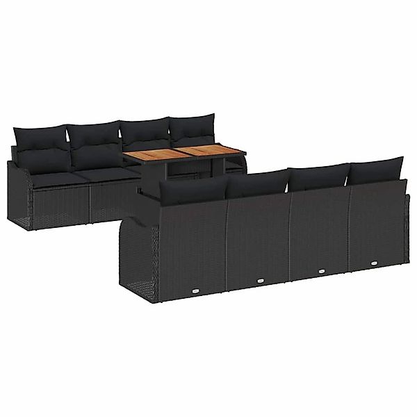 vidaXL Garten-Sofa-Set mit Speicher 9-Tlg Schwarz Poly Rattan 3358172 günstig online kaufen