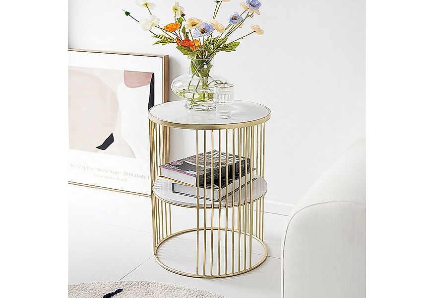 Art Leon Couchtisch GR-YQ-0315-0316 (Couchtisch Gold Beistelltisch Rund 45x günstig online kaufen