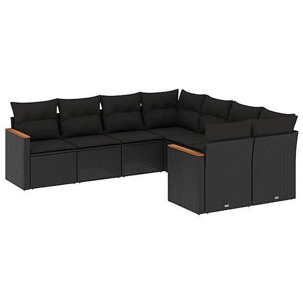 vidaXL 8-Tlg Garten-Sofagarnitur mit Kissen Schwarz Poly Rattan 3226552 günstig online kaufen