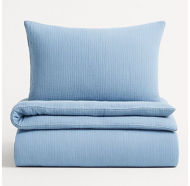 Musselin Welt Bettwäsche Musselin Bettwäsche in Blau aus Biobaumwolle, Biob günstig online kaufen