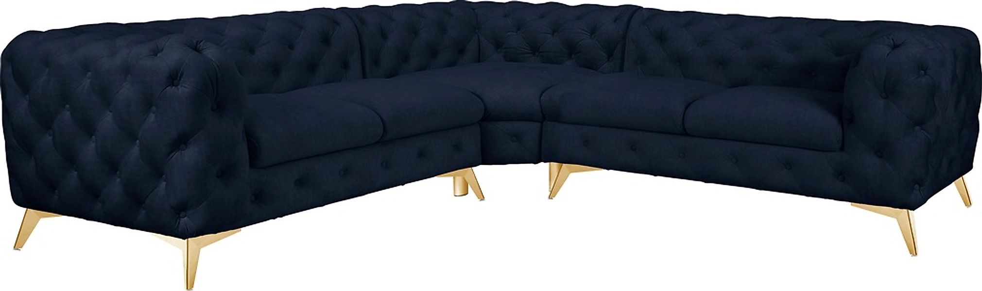 Leonique Chesterfield-Sofa "Ecksofa GLYNIS L-Form mit Wellenunterfederung, günstig online kaufen