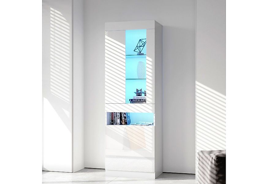STILVORA Vitrine mit LED-Beleuchtung,Hochschrank Standvitrine mit Ablagefac günstig online kaufen