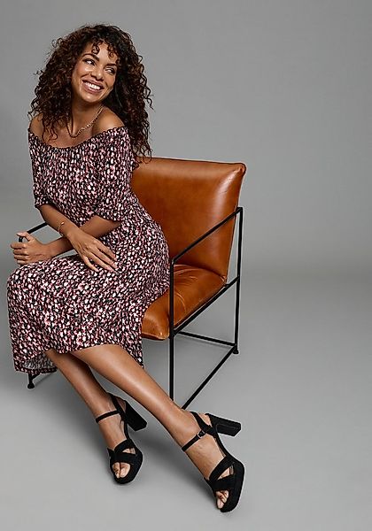 Bruno Banani Maxikleid aus Viskose und Elasthan, mit geblümter Optik günstig online kaufen