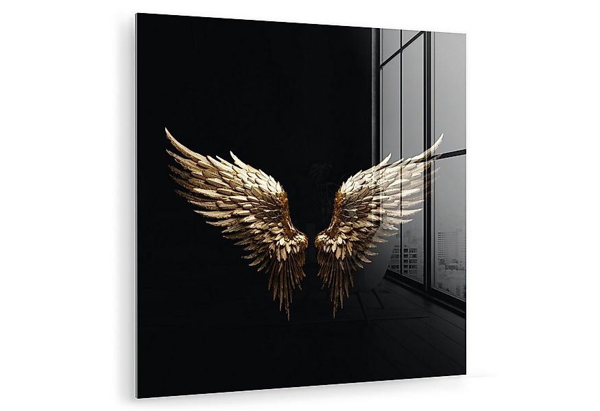 MuchoWow Acrylglasbild Flügel - Engel - Gold - Schwarz - Abstrakt, Inkl. Au günstig online kaufen