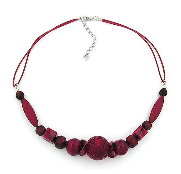 unbespielt Collier Kette 21 mm Wabenperle bordeaux-dunkelrot Kordel 45 cm, günstig online kaufen