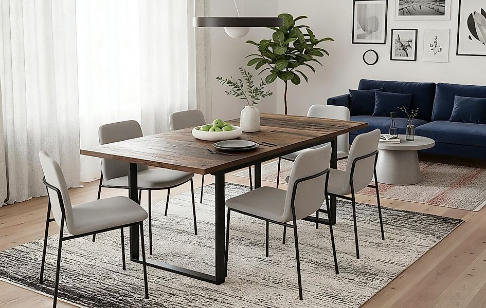 B&D home Esstisch LARS, Metallgestell schwarz oder weiß, ausziehbar 120-160 günstig online kaufen