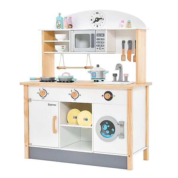 COSTWAY Spielküche Kinderküche, inkl. 17 Zubehör, günstig online kaufen