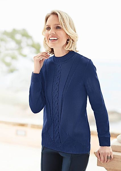 GOLDNER Rundhalspullover "Pullover mit streckendem Zopfmuster" günstig online kaufen
