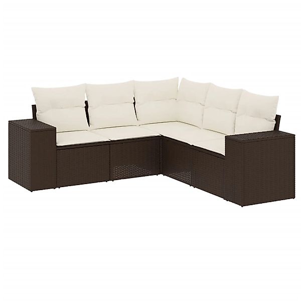vidaXL 5-Tlg Garten-Sofagarnitur mit Kissen Braun Poly Rattan 3222552 günstig online kaufen