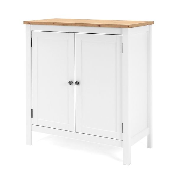 Furn.Design Kommode Weiß und Eiche Artisan Landhaus 80 x 90 cm 2-türig Anri günstig online kaufen