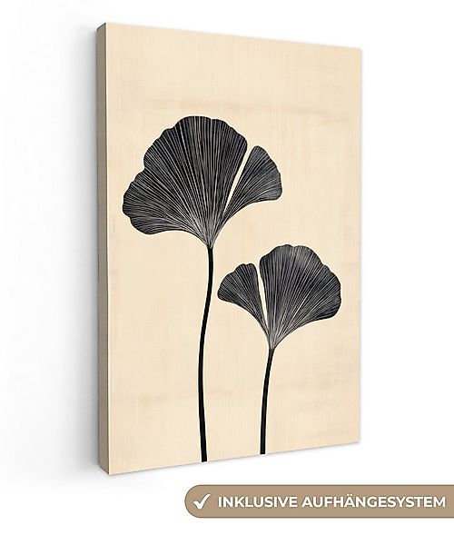 OneMillionCanvasses® Leinwandbild Blätter - Minimalistisch - Schwarz, Fotod günstig online kaufen