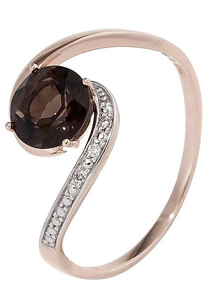 JOBO Fingerring "Ring mit Rauchquarz und 3 Diamanten", 585 Roségold bicolor günstig online kaufen
