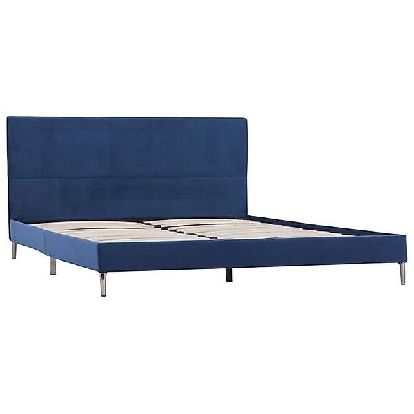 vidaXL Bett Bettgestell ohne Matratze Blau Stoff 150x200 cm günstig online kaufen