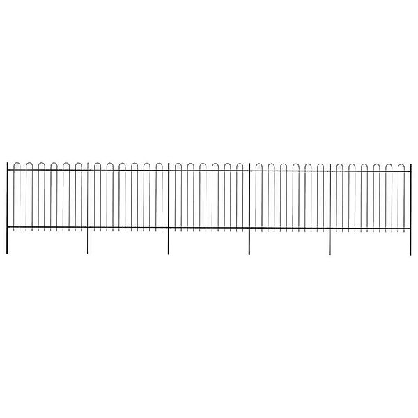 vidaXL Gartenzaun mit Rundbogen Stahl 892,5 x 150 cm Schwarz 277678 günstig online kaufen