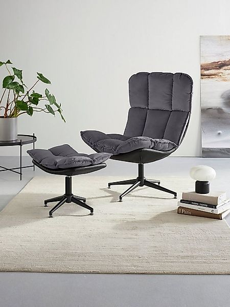 Home affaire Drehsessel Seet, Polstersessel mit Hocker, (2-St), 360° drehba günstig online kaufen