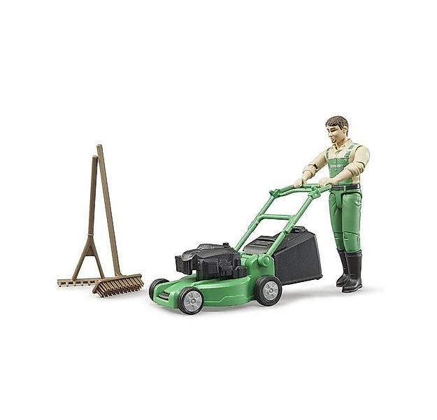 Bruder® Spielfigur 62103 - bworld Gärtner mit Rasenmäher und Gartengeräten, günstig online kaufen