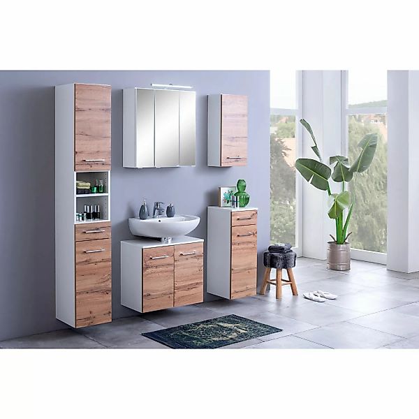 Held Möbel 2-tlg. Unterbecken-Set Molina 60 cm Wotaneiche-Weiß günstig online kaufen