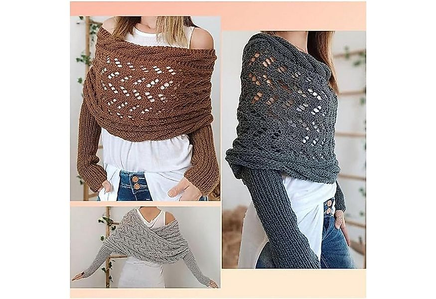 autolock Strickponcho Multifunktionaler Schal mit Ärmeln,Gestrickter Zopf-W günstig online kaufen