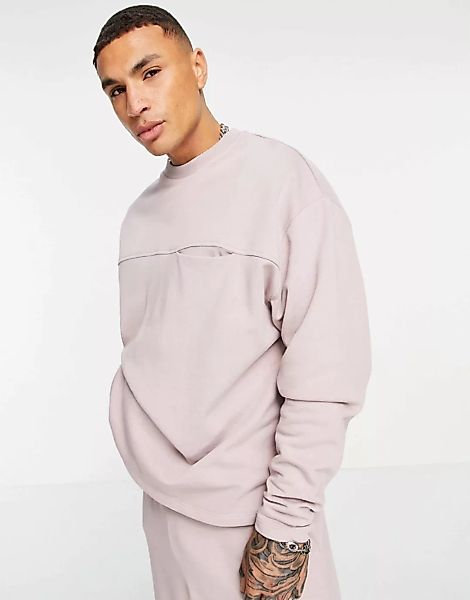 ASOS DESIGN – Oversize-Sweatshirt mit Tasche in Rosa, Kombiteil günstig online kaufen
