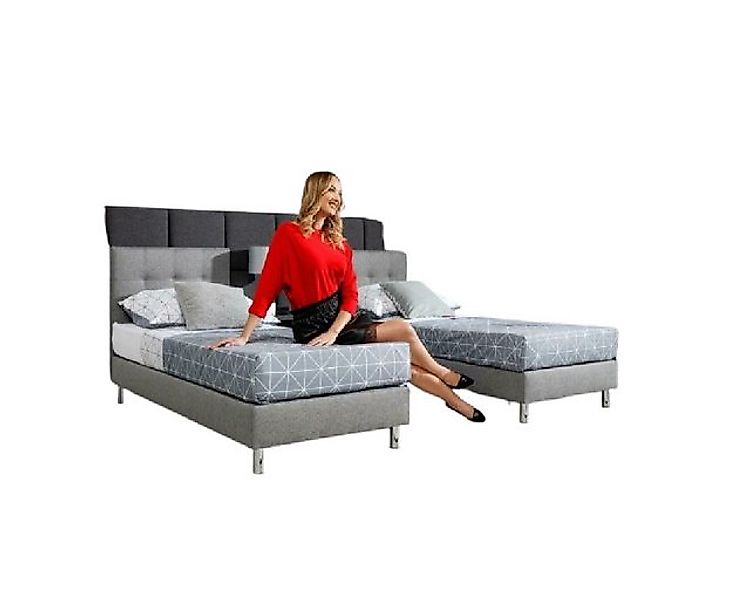 JVmoebel Bett Schlafzimmer Betten Textil Leder Hotel Polster Samt Grau Grau günstig online kaufen