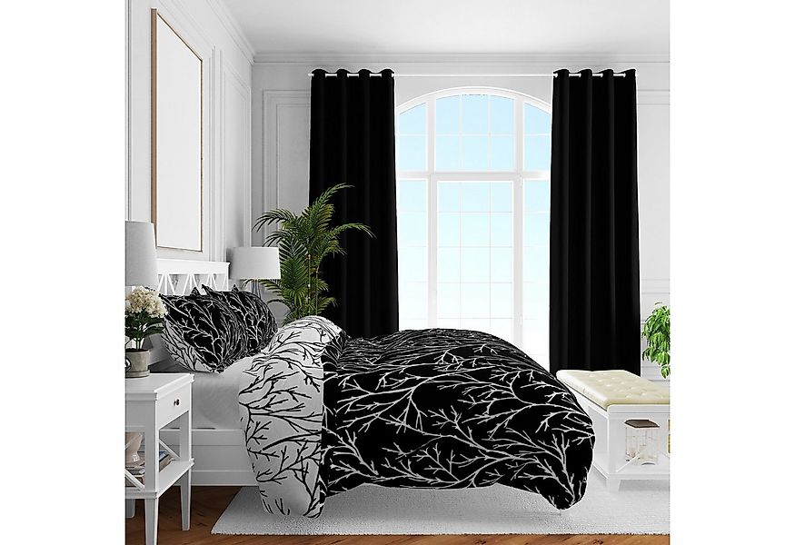 Brielle Bettwäsche Brielle Mako-Satin Bedding Set - 3 pcs Black-and-white günstig online kaufen