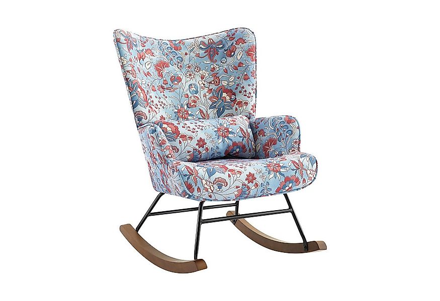 HomeMiYN Schaukelstuhl Schaukelstuhl Wohnzimmer Samt mit Metallgestell Holz günstig online kaufen