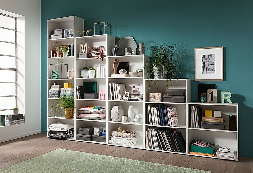 Regal FIONA, Weiß matt, B 70 x H 198 x T 30 cm, 5 offene Fächer, 4 höhenver günstig online kaufen