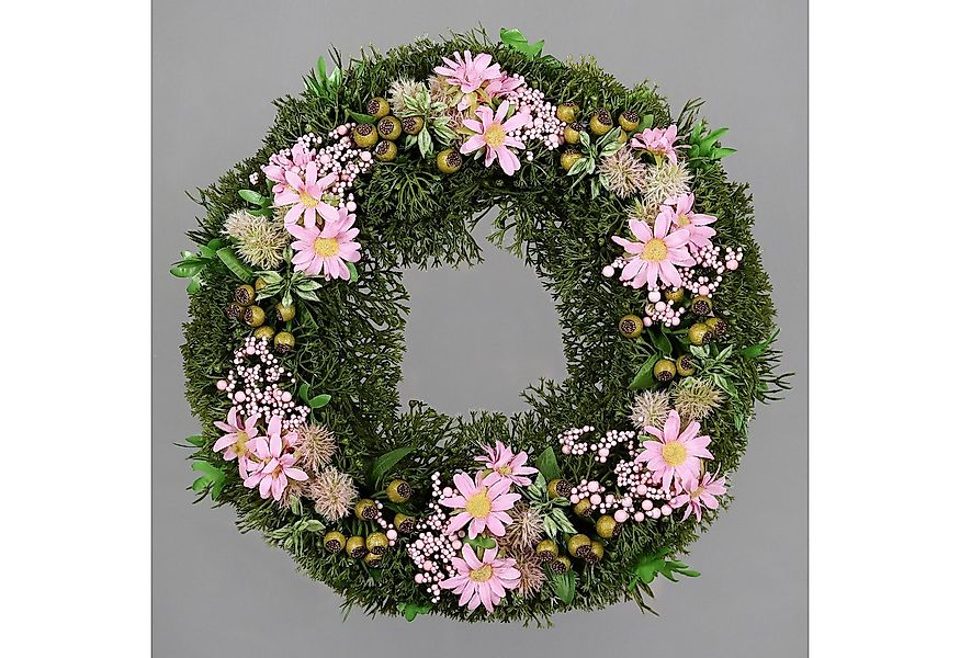 Kunstkranz Frühjahrskranz mit Blüten Beeren + Früchten 32cm DP künstlicher günstig online kaufen