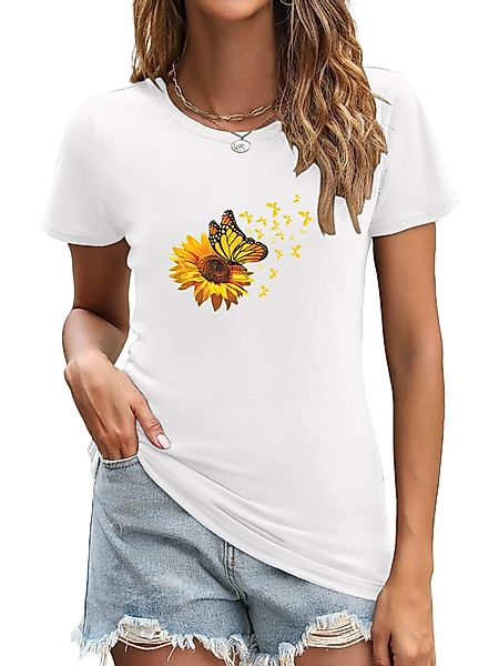 PYL Rundhalsshirt Damen bequemes Sommer Kurzarmbluse günstig online kaufen