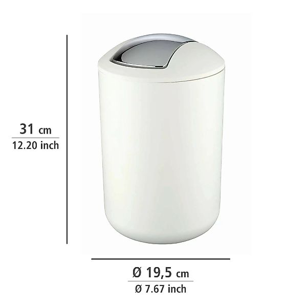 Schwingdeckeleimer weiß silber Kunststoff B/H/L: ca. 19,5x31x19,5 cm günstig online kaufen