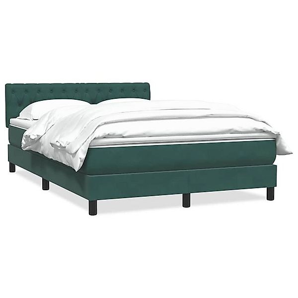vidaXL Boxspringbett, Boxspringbett mit Matratze Dunkelgrün 140x220 cm Samt günstig online kaufen