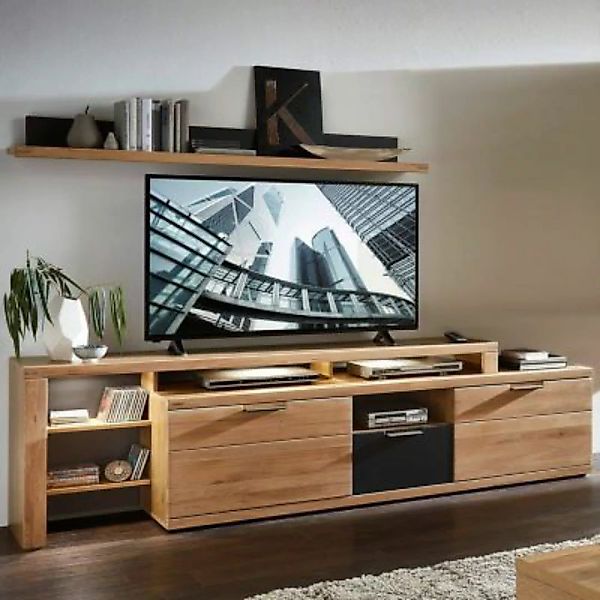 Lomadox Lowboard mit TV-Aufsatz & Wandboard BOZEN-36 massive Wildeiche Fron günstig online kaufen