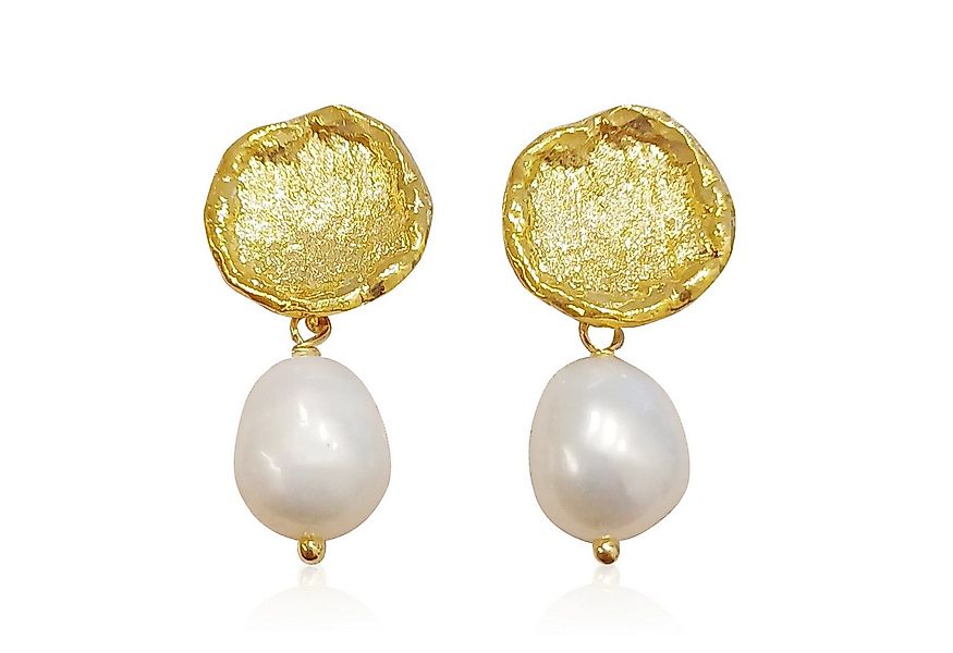 Cavill Perlenohrringe Cavill vergoldete 925 Silber Ohrhänger mit weißen Per günstig online kaufen