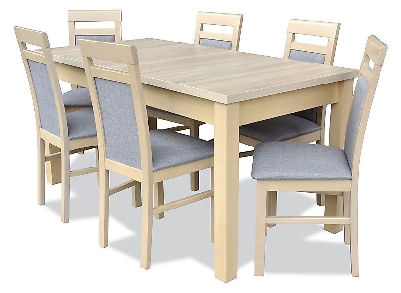 Beautysofa Sitzgruppe Essgruppe Tisch 160-200 cm+6 günstig online kaufen