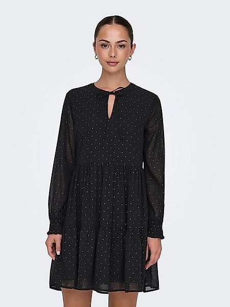 JACQUELINE de YONG Shirtkleid Mini gepunktet V-Ausschnitt Langarm (mini) JD günstig online kaufen