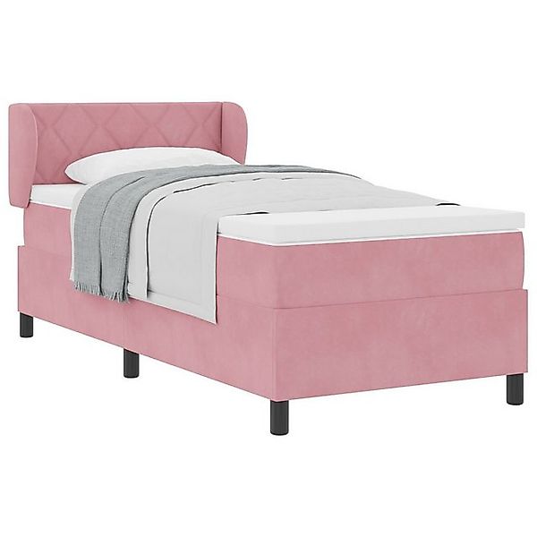 vidaXL Bett Boxspringbett mit Matratze Rosa 90x190 cm Samt (1-tlg) günstig online kaufen